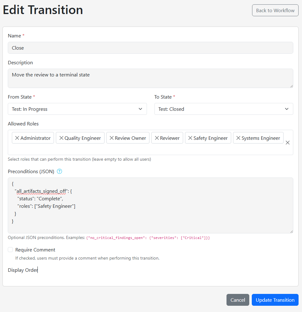Custom Transition Logic